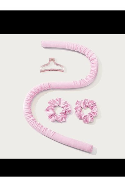 Generic Heatless Hair Curler Set with Scrunchies and Clip, Bronze