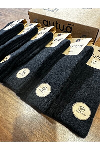 Aytuğ Women's Lambswool Seamless Lambswool Warm Winter Socks 6-Pack (Black)