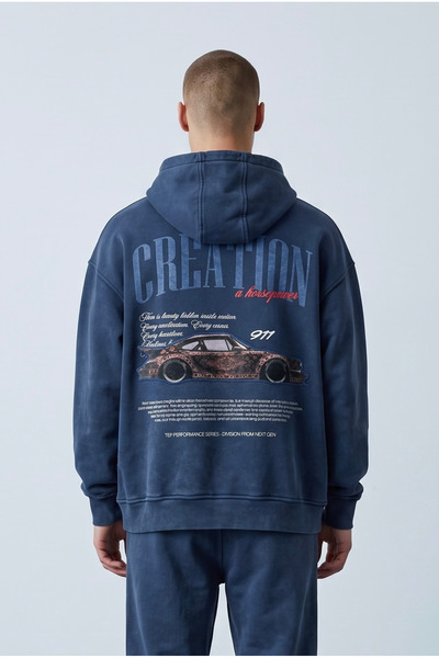 YIKAMALI PORSCHE 911 NAKIŞLI KAPŞONLU SWEATSHİRT 7056