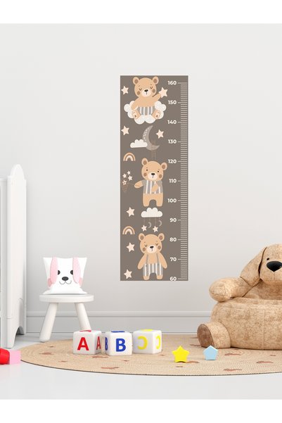 aiki Sevimli Ayıcıklar ve Bulut Temalı, Bebek & Çocuk Odası, Metre, Boy Ölçer, Duvar Sticker