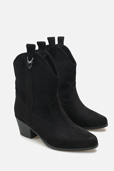 Liza Shoes Alba Women's Black Suede Short Heel Cowboy Boots A030-K722