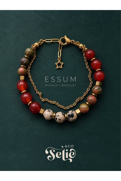 SELIE&CO Essum Doğal Taş Bileklik Akik Jasper Unakit