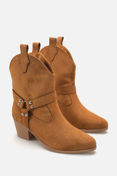 Liza Shoes Valen Women's Tan Suede Stone Cowboy Boots A030-K721