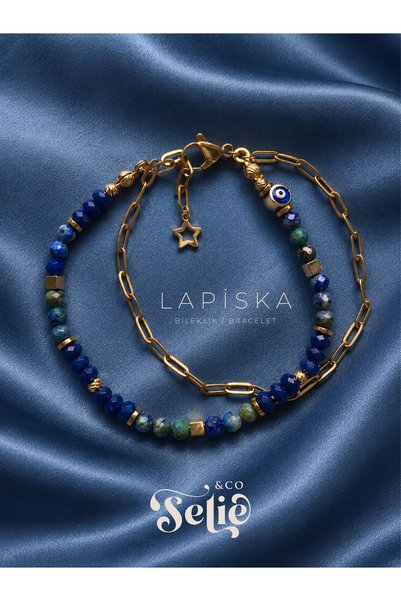 SELIE&CO Lapiska Doğal Taş Bileklik Lapis Lazuli Kalsedon