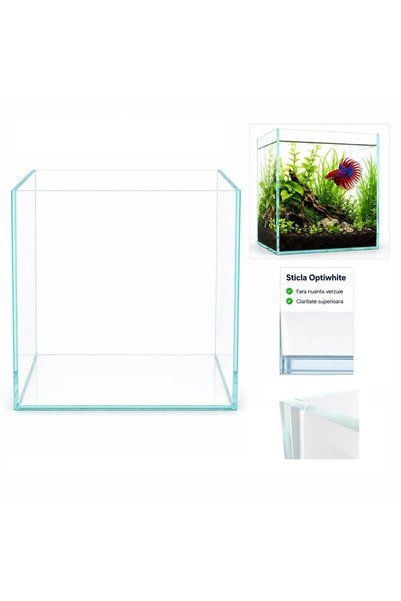 OEM Acvariu mic din sticla OptiWhite 7,59 litri, 23x15x22 cm