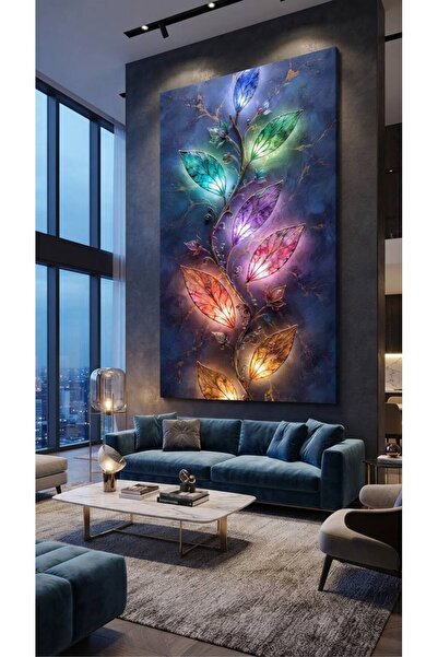 zeyrada Premium Özel Tasarım Modern 3D Efektli Işıklı Renkli Vitray Görünümlü...