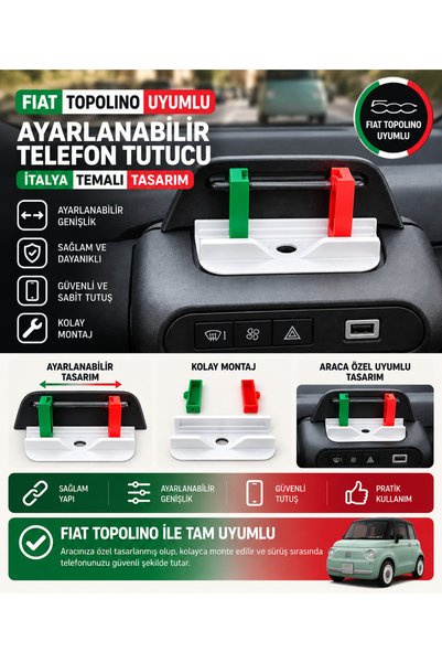 Genel Markalar Fiat Topolino Uyumlu Ayarlanabilir Telefon Tutucu İtalya Temal...