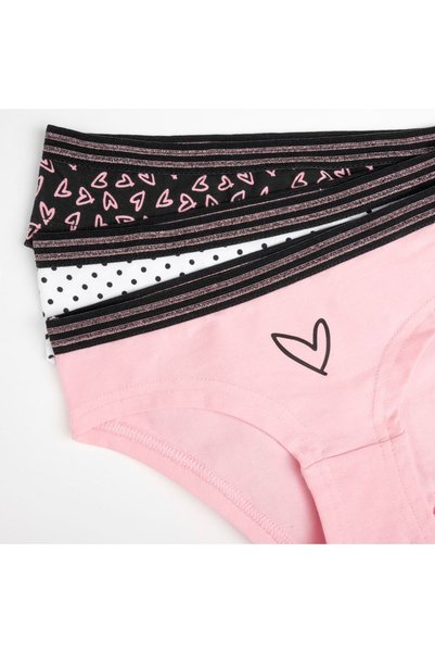 CATIANO Set Chiloti Colorati cu Modele & Lurex Roz pentru Copii - 3 perechi