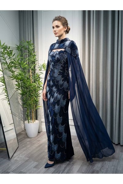 tasmim kian Luxury Evening Dress Navy Blue