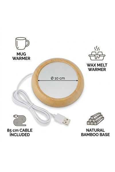 HYVESTO Incalzitor Electric Cana si Ceara Parfumata cu Conectare USB, Baza di...