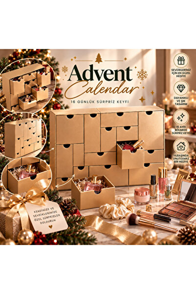 GenelTedarik 16 KUTUCUKLU ADVENT CALENDAR ( İÇİ BOŞTUR, PLASTİKTİR)