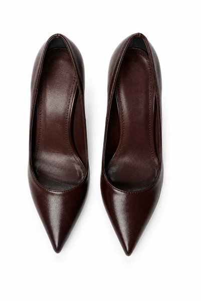 SİLAR Women's Shoes Brown Leather Stiletto Heels Pointed Toe Thin