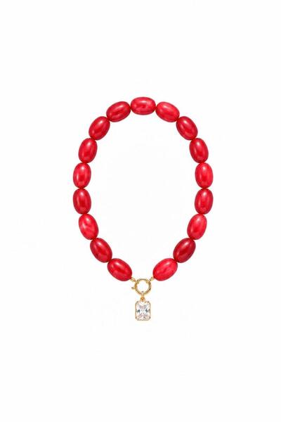 Charmist Opalia Baguette Zircon Stone Acrylic Bead Necklace