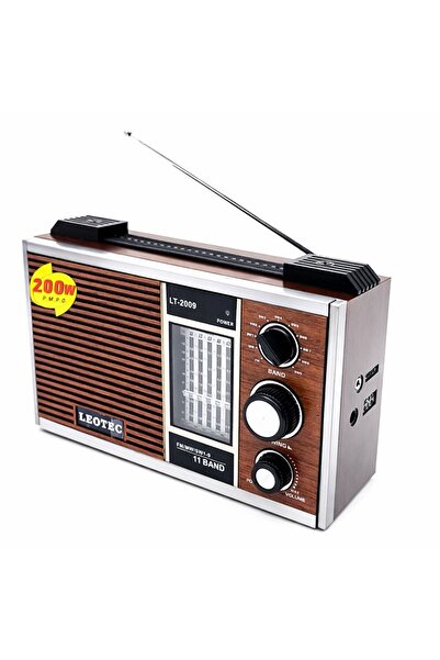 leotec Radio portabil LT-2009, 11 benzi, ieșire pentru căști, model retro, maro