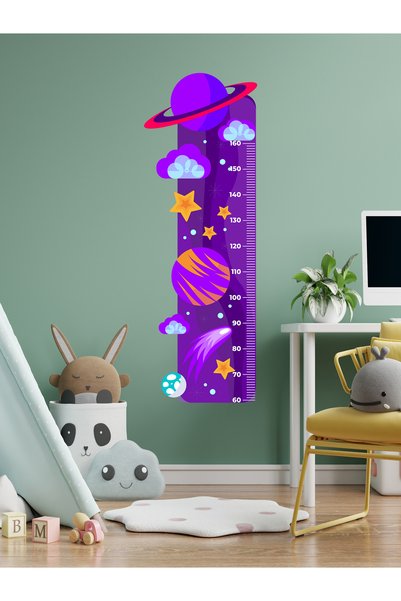 aiki Gezegen Temalı, Bebek & Çocuk Odası, Metre, Boy Ölçer, Duvar Sticker