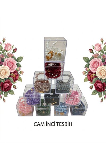 luxurianthome Set de 50 de mărgele de rugăciune din perle de sticlă, în cutie...