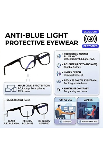 HYVESTO Ochelari de Protectie Impotriva Luminii Albastre Anti-Blue Light (Ram...