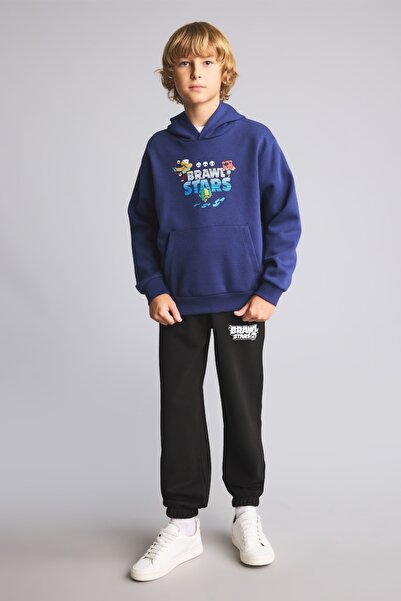 DeFacto Brawl Stars Licensed Printed Hooded 2-Piece Set for Boys I3682A826Wn