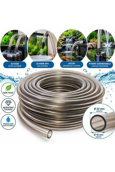 OEM Furtun filtru extern acvariu 16 22 mm, pompe, iaz, non toxic