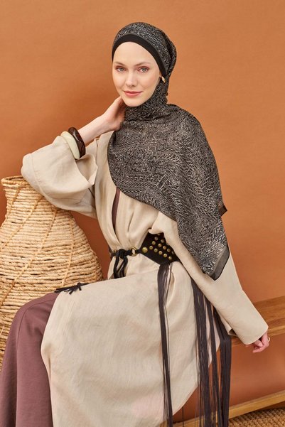 Silk Home Lorena-Riva Shawl Tencel Guipure Pattern Black