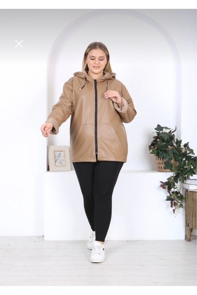 volkitolki Unisex Leather Jacket & Coat with Fleece Lining and Hood, Rain, Wind, and Cold Resistant.