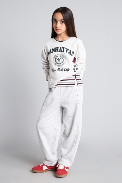 DeFacto Cotton Loose Fit Gray Girls' Sweatpants I3343A8/Gr421