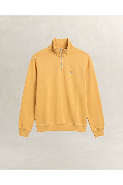 Gant Erkek Sarı Yarım Fermuarlı %100 Pamuk Sweatshirt