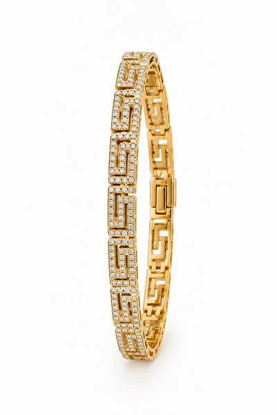 14K Gold Kaplama Zirkon Taşlı Geometrik Bileklik
