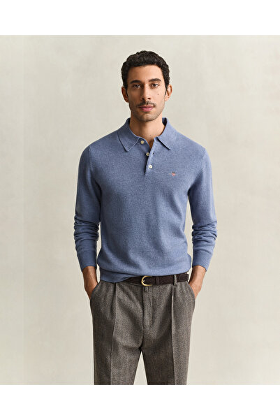Gant Erkek Mavi Regular Fit Polo Kazak