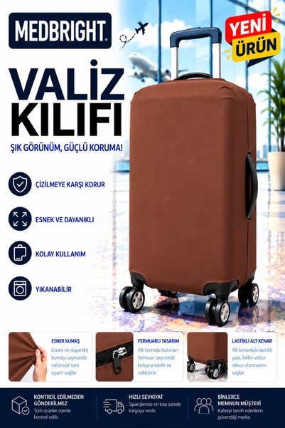 MEDBRIGHT Luggage Cover Suitcase Cover Lycra Flexible Fabric and Durable Luggage Cover Brown-Vk26