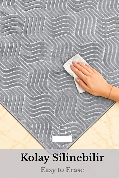 Bestekar Mirena Gray 2-Piece Bathroom Mat Set 80X150 50X80 Non-Slip Base Soft Machine Washable