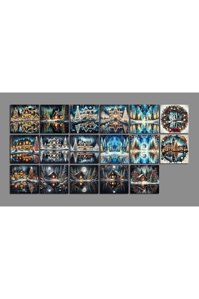 TELLGRAF Winter Themed Postcard Set (10X10 cm 17 Pieces)