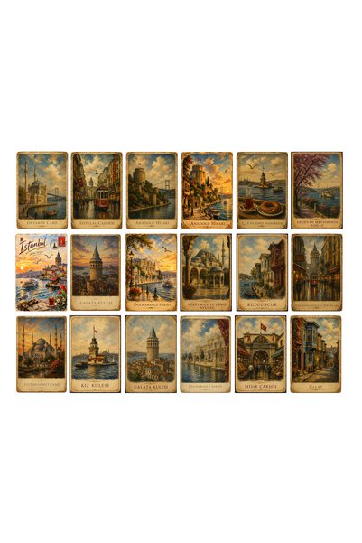 TELLGRAF İstanbul Önemli Yapıları Temalı Kartpostal Seti (10x15 cm 18 Adet)