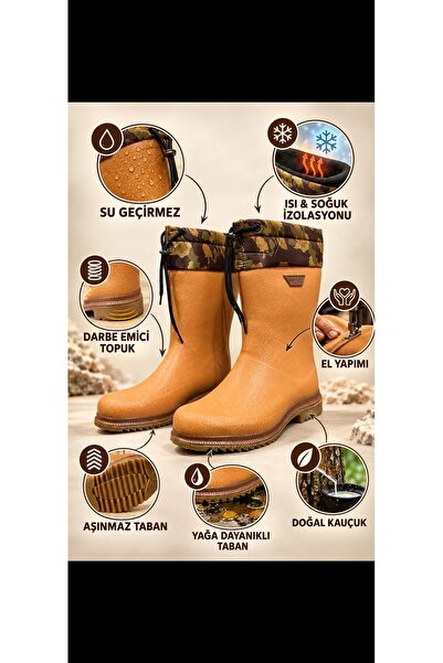 SOLERIUM SHOES Derby Hunter Krep Hakiki Kauçuk Avcı Balıkçı İnşaatçı tarım İş Çizmesi -40 Derece Soğuğa Dayanıklı