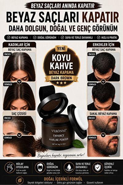 Koyu kahverengi pudra kahve Saç Kapatıcı (Koyu Kahve)