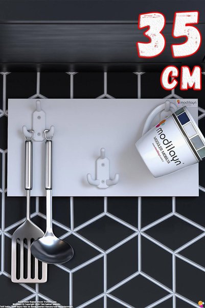 Modilayn مجموعة شماعات المطبخ GEYİK ذات 9 خطافات (31.4×9.6 سم) - تصميم أنيق، ...