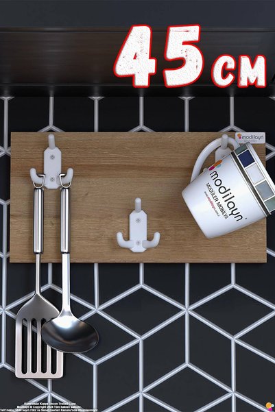Modilayn مجموعة شماعات المطبخ GEYİK ذات 9 خطافات (41.4×9.6 سم) - تصميم أنيق، ...