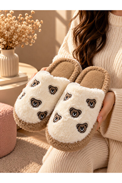 BYRAMSE Women's Plush Teddy Bear Patterned Winter House Slippers Soft and War...