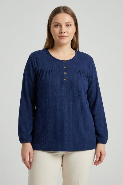 Ravencia Winter Hair Knitwear Buttoned Soft Blouse
