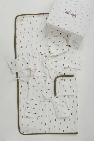 Mioma Kids Muslin Newborn Hospital Discharge Set Mini Fish