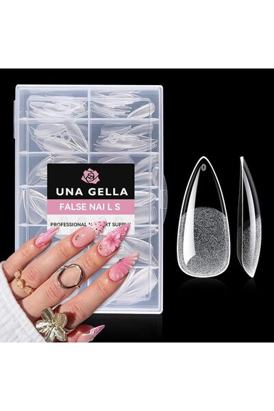 UNA GELLA Short Almond Round Fake Nails 216pcs Almond Press on Nails Pre-shap...