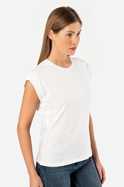 TÜREN Women's padded look relaxed fit t-shirt, 100% cotton
