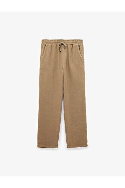 Koton Regular Fit Cotton Pocketed Elastic Waist Trousers with Drawstrings