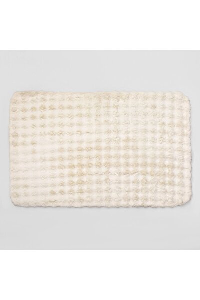 CATIANO Covoras Decorativ din Imitatie de Blana Ecru cu Dungi Dots 80x50cm