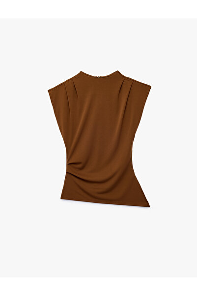 Koton Drapeli Asymmetrical Crew Neck Sleeveless Blouse