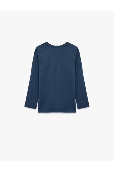 Koton Tricou cu mânecă lungă din bumbac cu decolteu și imprimat