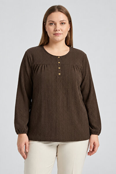 Ravencia Winter Hair Knitwear Buttoned Soft Blouse