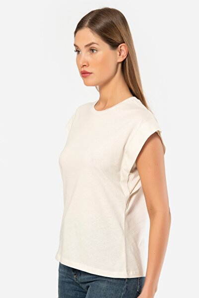 TÜREN Women's padded look relaxed fit t-shirt, 100% cotton