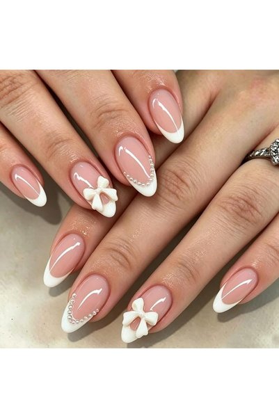 AZUREBEAUTY أظافر صناعية قصيرة لوزية اللون بتدرجات أومبري، بلون خوخي ناعم، 32...