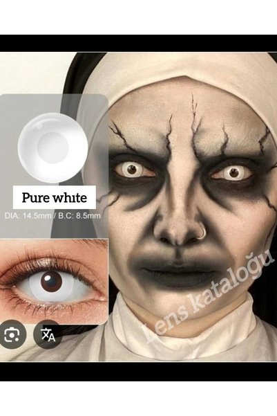 Eyeshop HALLOWEEN COSPLAY GÖZ LENSİ PURE WHITE BEYAZ TONDA Kulanım suresi 1 y...